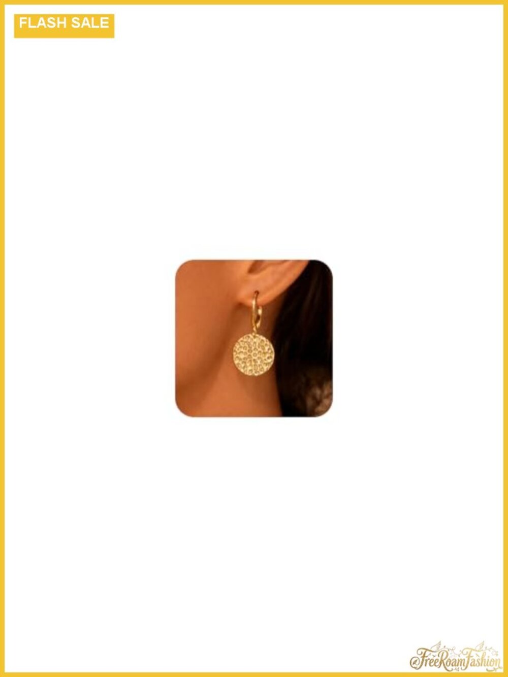 14k Goldplated Hammered Coin Dangle Earrings 925 Sterling Silver Leverback